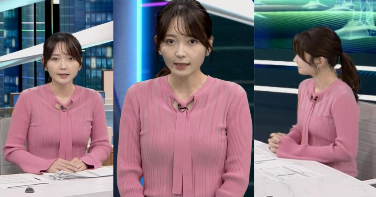 ぴたぴた薄ニットでボディラインくっきりだった竹﨑由佳アナ