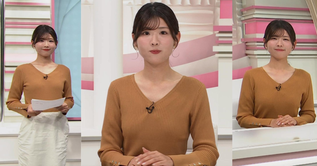 樺山夏帆アナが170cm長身スレンダーでスタイル抜群！ぴたぴたタイトニットの曲線美が可愛すぎます！