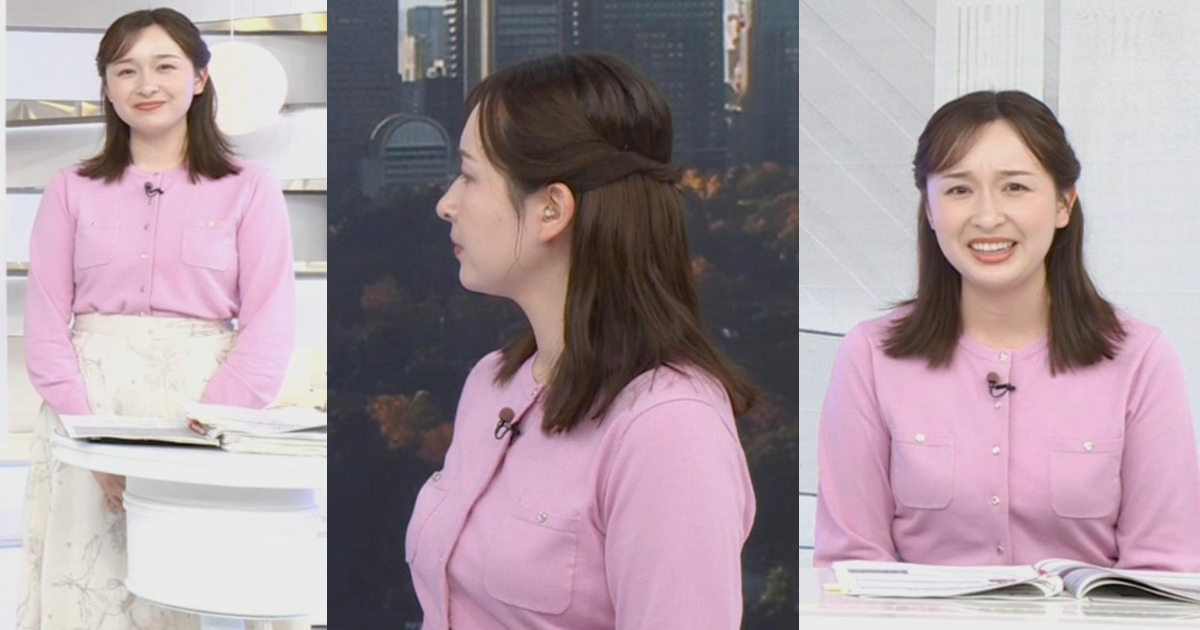 宇賀神メグアナのピンクニットのムチムチ感が最高！！むっちり感が理想的で可愛すぎます