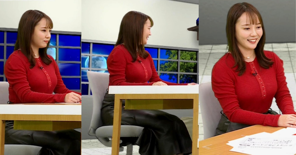 森千晴アナが真っ赤なぴたぴたニットでくっきりパツパツで可愛すぎます！スタイル良すぎてむちむちで最高です！