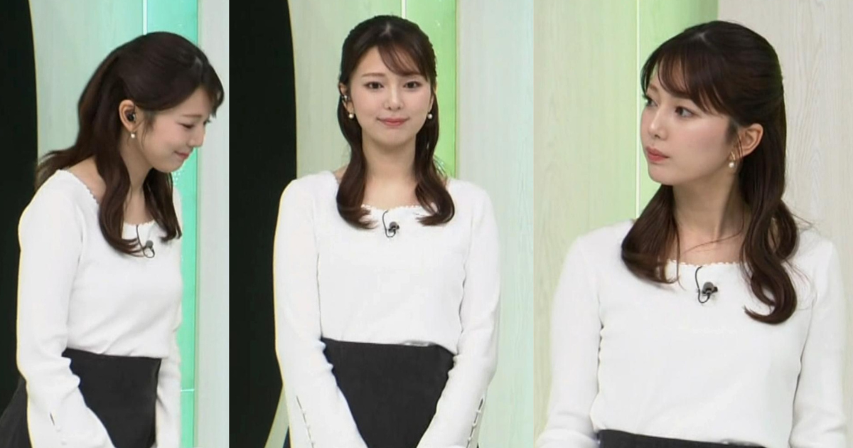 黒田みゆアナの笑顔が可愛すぎるのにぴたぴたくっきりニットが最高！ボディラインくっきりでデコルテも美しすぎます！