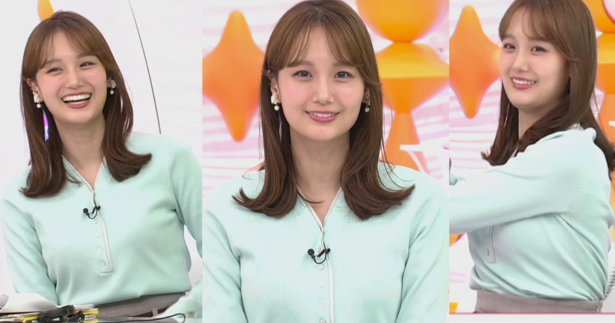 井上清華アナが可愛すぎてスタイル抜群！ぴたぴた極薄ニットで形と大きさが完全にくっきり！谷間寄せも可愛過ぎます！