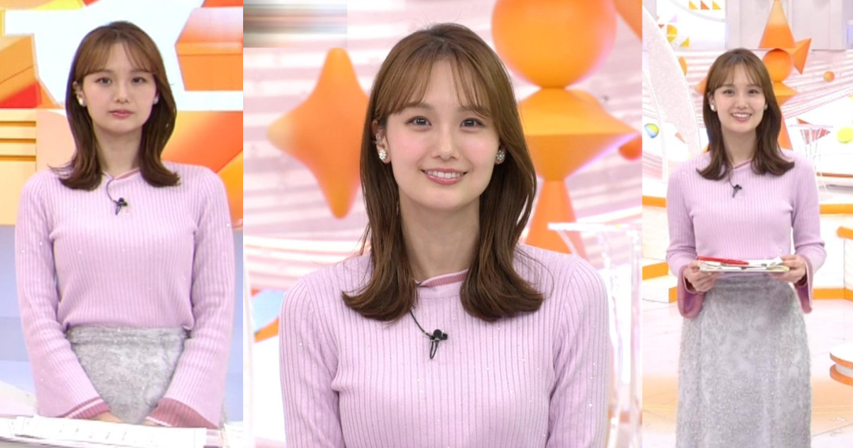 井上清華アナが可愛すぎてスタイル抜群！ぴたぴた極薄ニットで形と大きさが完全にくっきり！谷間寄せも可愛過ぎます！