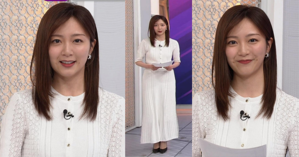 タイトな白ニットで魅惑のラインくっきりで可愛すぎる佐久間みなみアナ！メガネでニットで最高です！