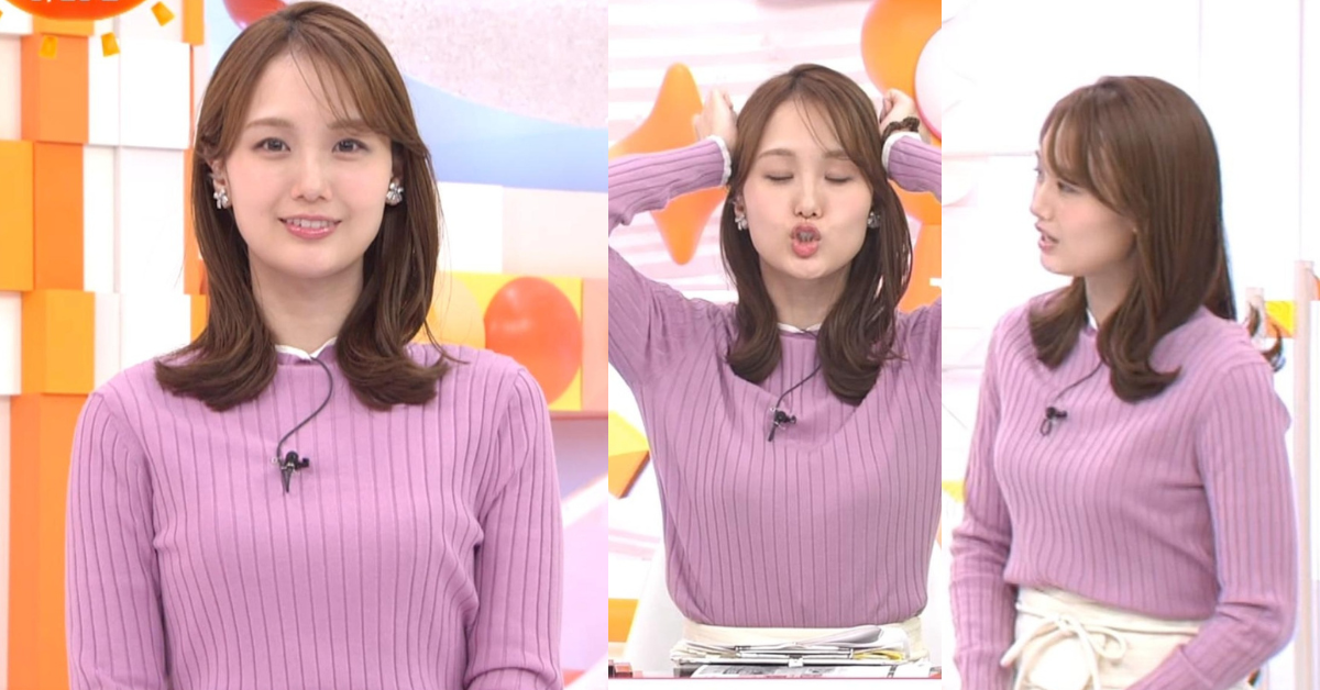 井上清華アナが可愛すぎてスタイル抜群！タイトなニットで曲線美が完全にくっきり！谷間寄せも可愛過ぎます！